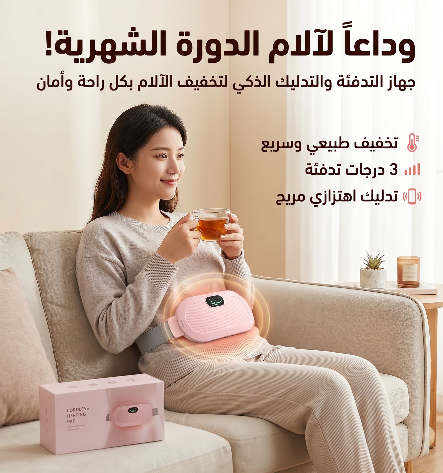 تمتّعي بالراحة مع جهاز تخفيف ألام الدورة
